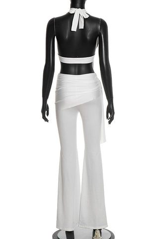 Halter-Neck Belted Pants Set