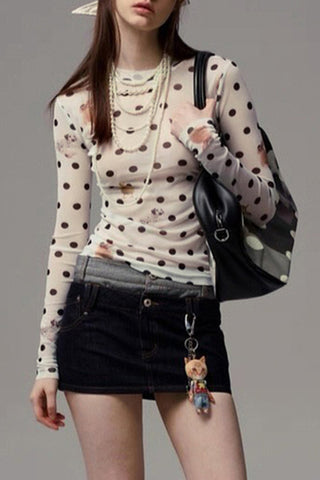 Polka Dot Long Sleeve Blouse