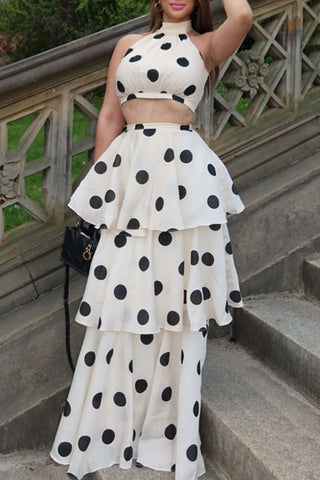 Polka Dot Halter Skirt Set