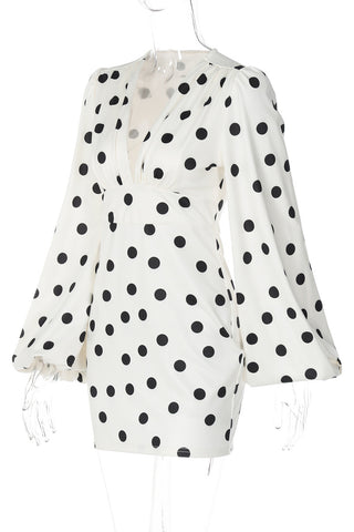 Polka Dot V-Neck Casual Dress