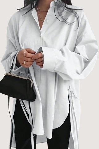 Longline Tunic Shirt with Tied Accents