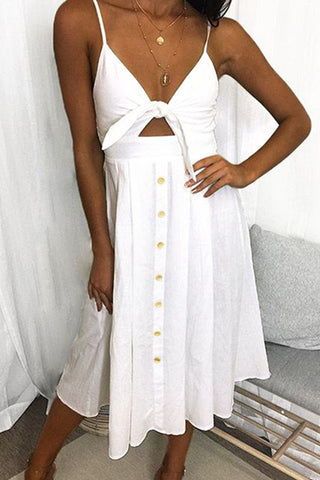 Midi Dress with Bow Front Detail