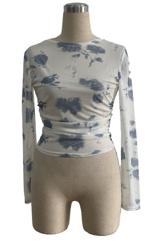 Long Sleeve Tie-Dye Mesh Top