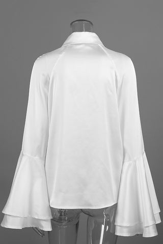 Flared-Sleeve Button-Front Blouse