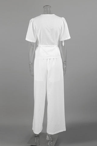 Wrap Top and Wide-Leg Pant Set