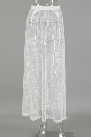Elegant Sheer Lace Maxi Skirt