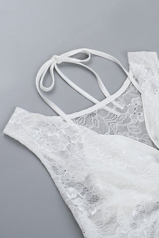 Lace Halter Cami with Deep Plunge Neck