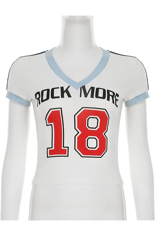 Graphic V-Neck Cropped T-Shirt