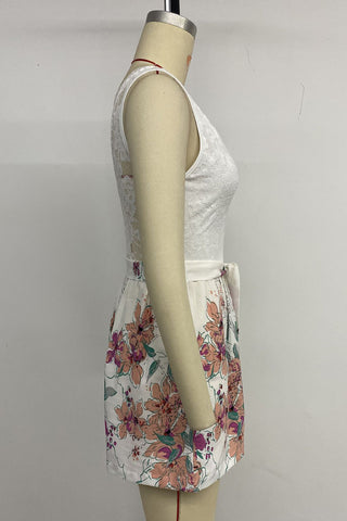Lace Top Floral Print Romper