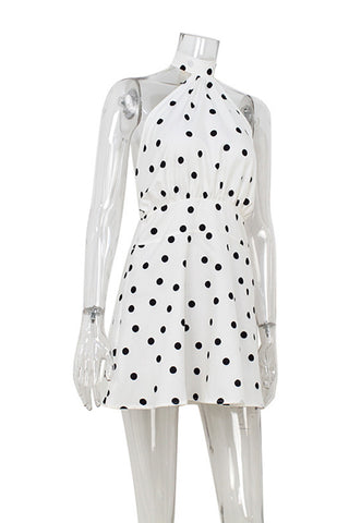 Halter Neck Polka Dot A-Line Dress