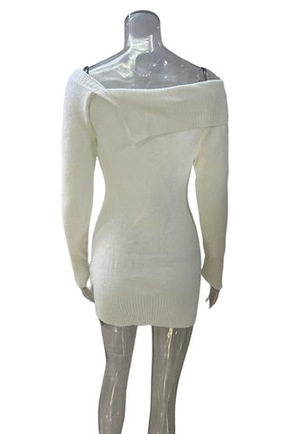 Off-Shoulder Ribbed Casual Dress
