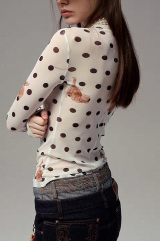 Polka Dot Long Sleeve Blouse