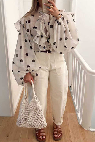 Polka Dot Bow-Tie Blouse
