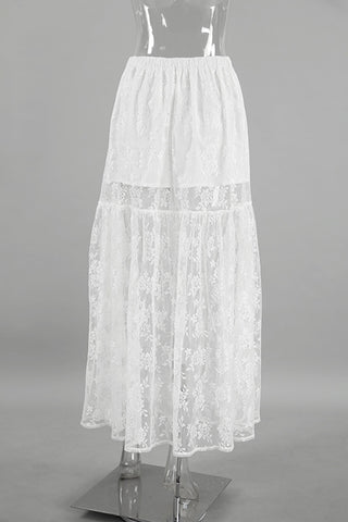 Sheer White Lace Maxi Skirt
