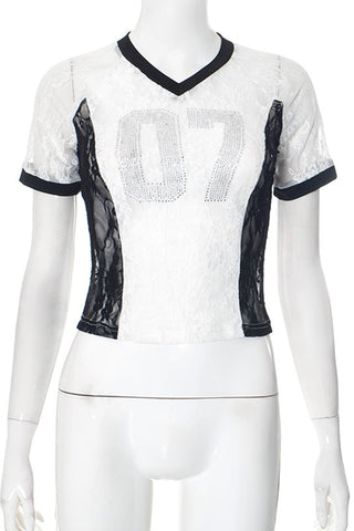 V-Neck Mesh Panel T-Shirt