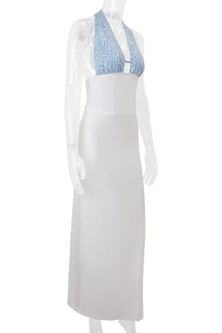 Geometric Halter Maxi Sundress