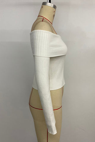 Off-Shoulder Ribbed Knit Top