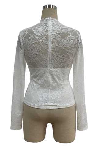 Elegant Lace Long-Sleeve Blouse
