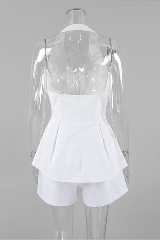 Halter Neck Button-Front Short Set