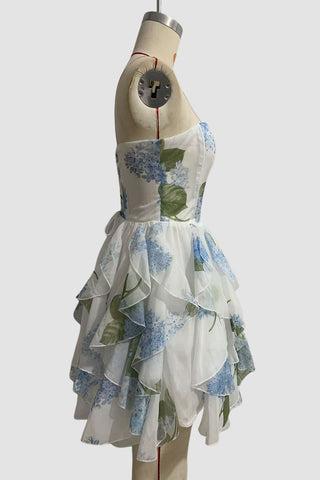 Strapless Floral Casual Dress