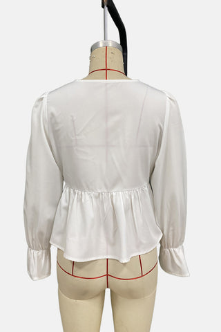 Tie-Front Peplum Blouse