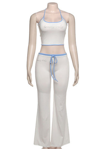 Halter Neck Casual Crop Top Set