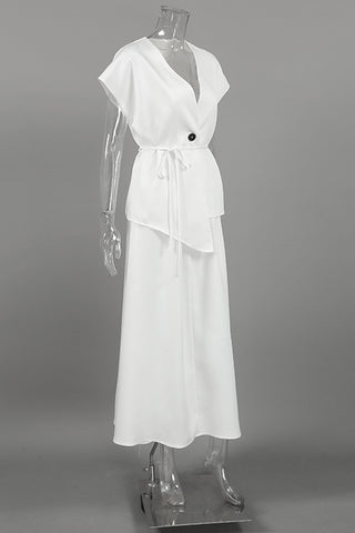 Elegant Buttoned Skirt Set
