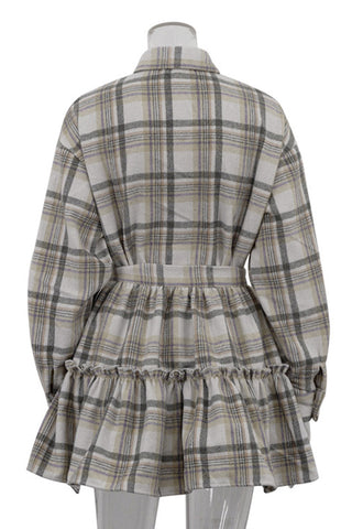 Button-Up Plaid Skirt Set