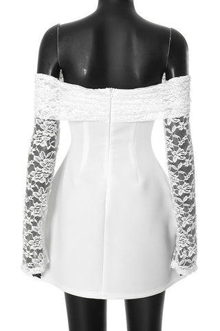 Off-Shoulder Lace Evening Dress