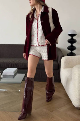 Lace-Trimmed Short Set with Pockets