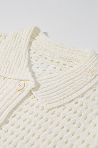 Fringe-Trimmed Skirt Set with Button Top