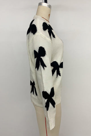 Bow-Pattern Knit Sweater