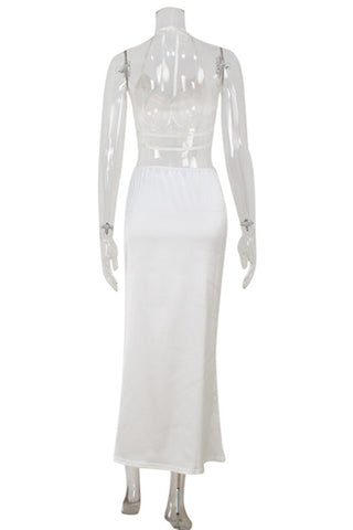 Elegant Two-Piece Satin Skirt Set