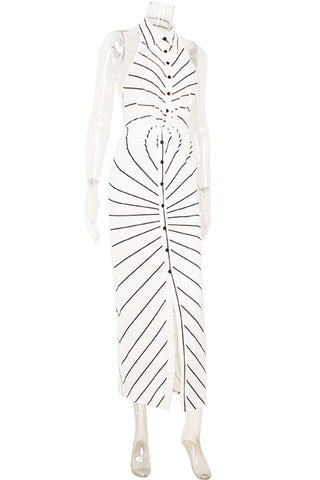 Halter Neck Striped Dress