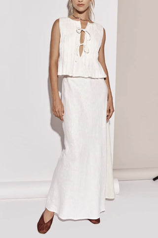 Tie-Front Pleated Tank Top