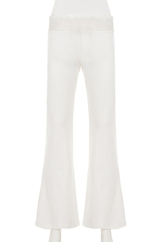 Lace-Trim Flare Casual Pants
