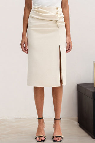 Draped Midi Skirt with Side Slit