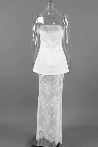 Elegant Skirt Set with Lace Overlay