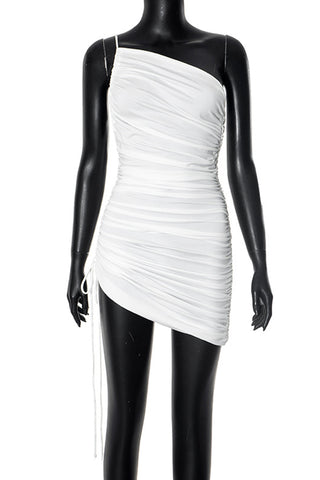 One-Shoulder Ruched Casual Dress