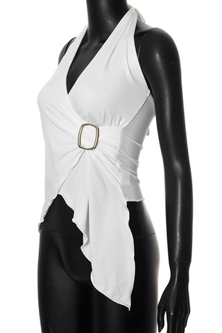 Asymmetrical Hem Tank with Buckle Detail