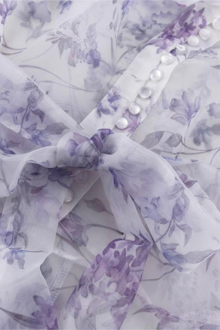 Button-Front Floral Casual Dress