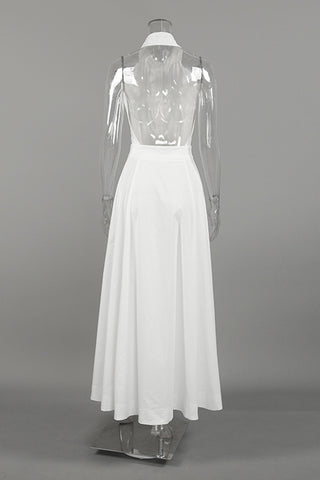 Sleeveless Halter Backless Long Dress