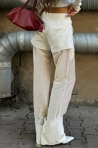 High-Waist Layered Casual Pants