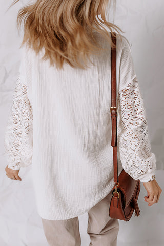 Lace Patchwork Long Sleeve Blouse