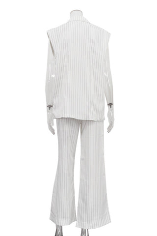 Double-Breasted Striped Pant Set