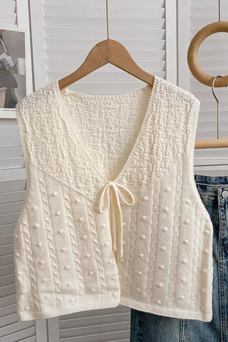 Textured Knit Tie-Front Vest