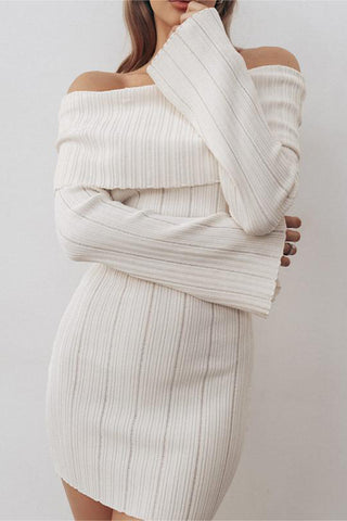 Off-Shoulder Ribbed Dress