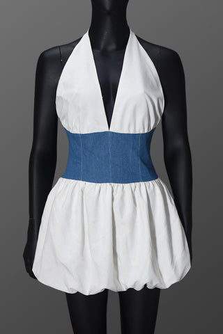 Halter Neck Denim Corset Dress