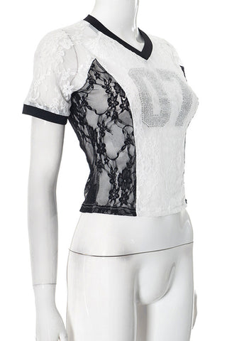 V-Neck Mesh Panel T-Shirt