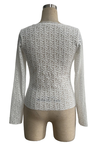 Scalloped Lace Long Sleeve Blouse